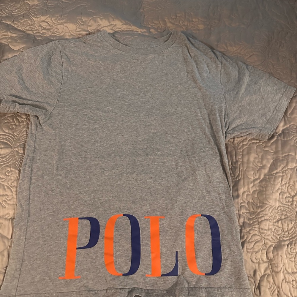 Polo by Ralph Lauren Gray Tee with Orange and Blue Logo